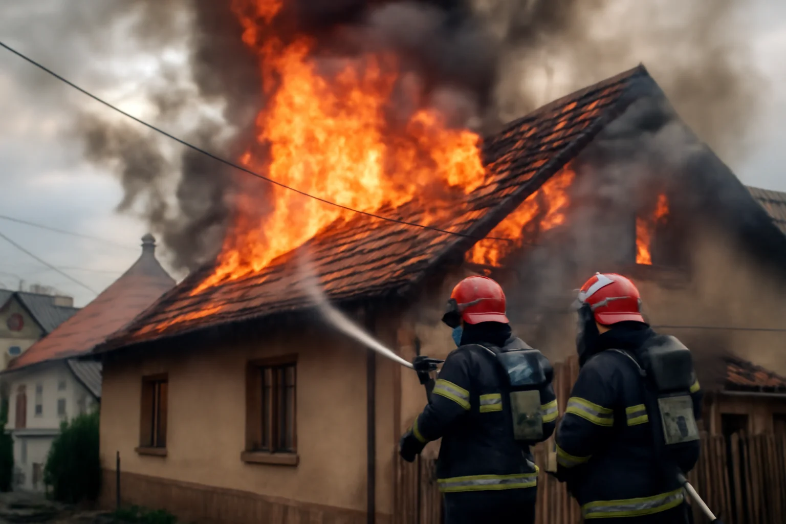 Acoperișul mistuit de flăcări