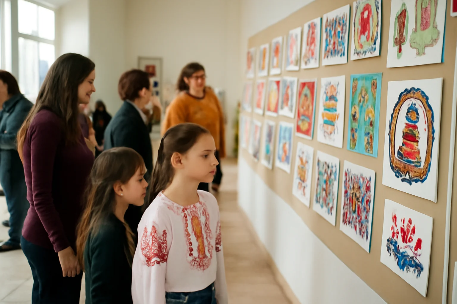 Atelier de creație Ia cu povești, cu motive populare bihorene, prinde viață într-o expoziție a copiilor în Oradea