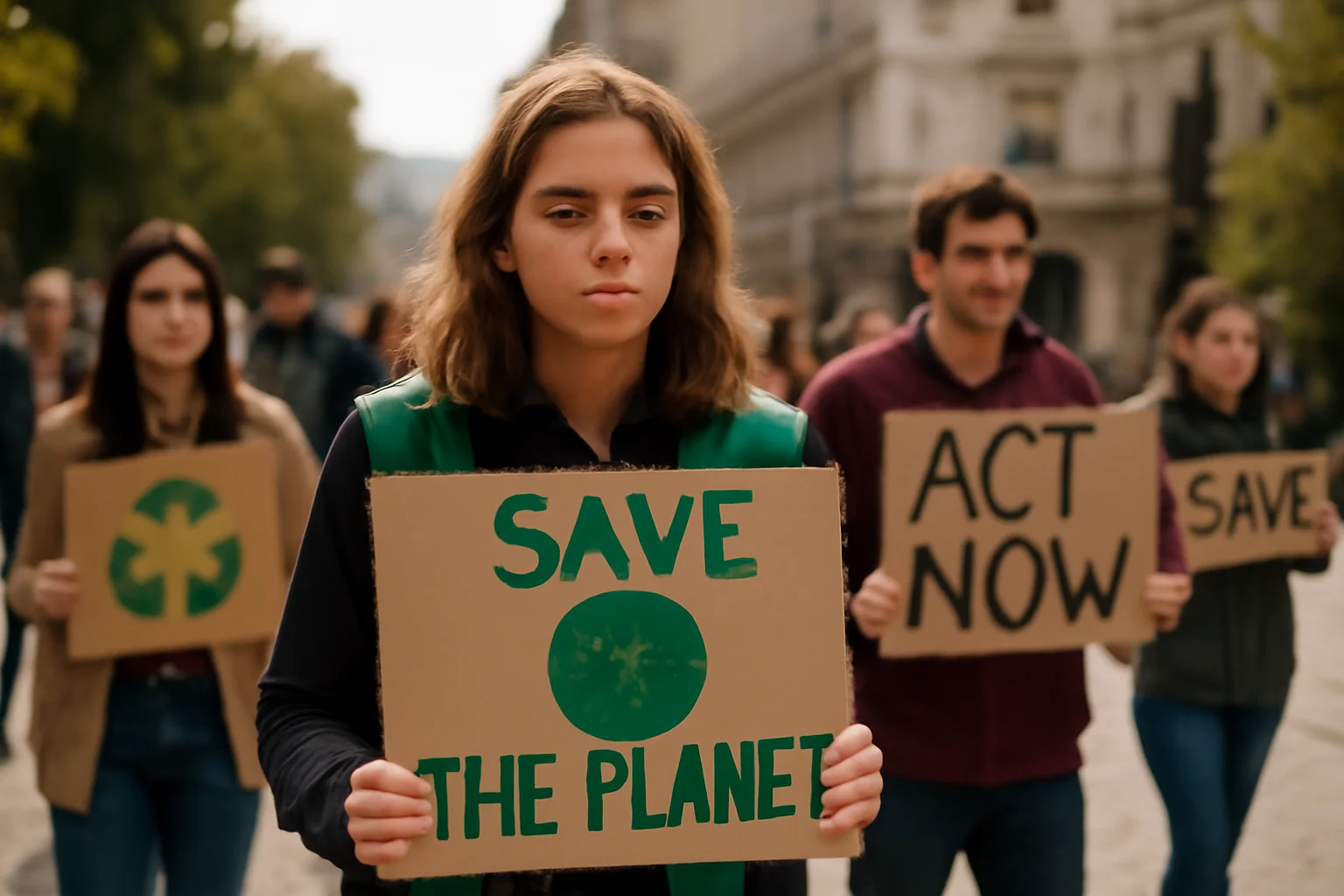 Elevi din Oradea au organizat un protest ecologist în centrul orașului, la -8°C