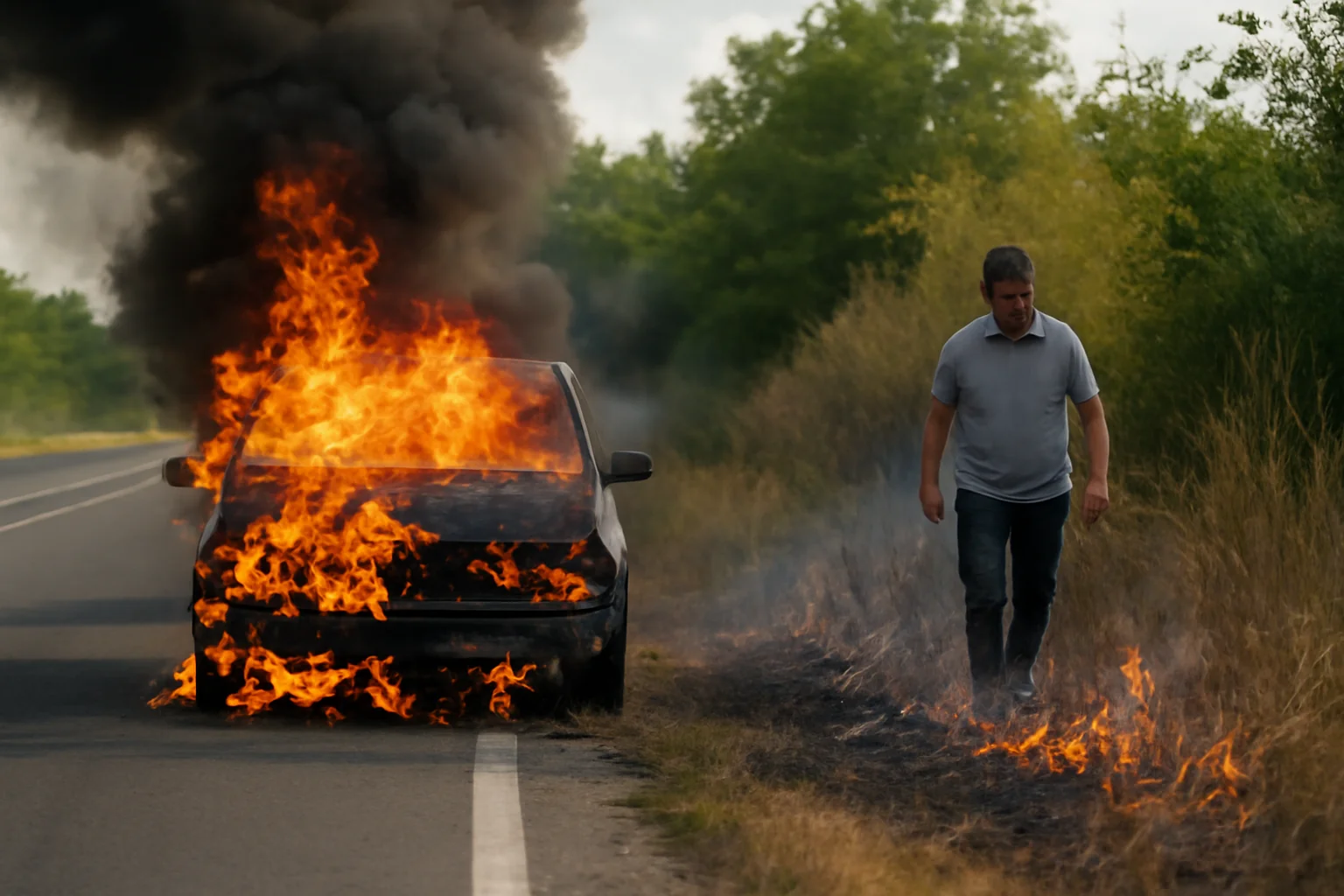 Incendii devastatoare în Bihor: mașină și vegetație afectate