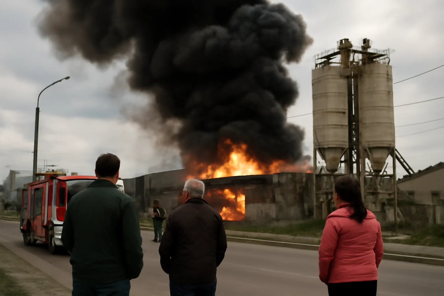 Incendiu la o fabrică de betoane din Oradea, pe strada Ogorului, lichidat de pompieri