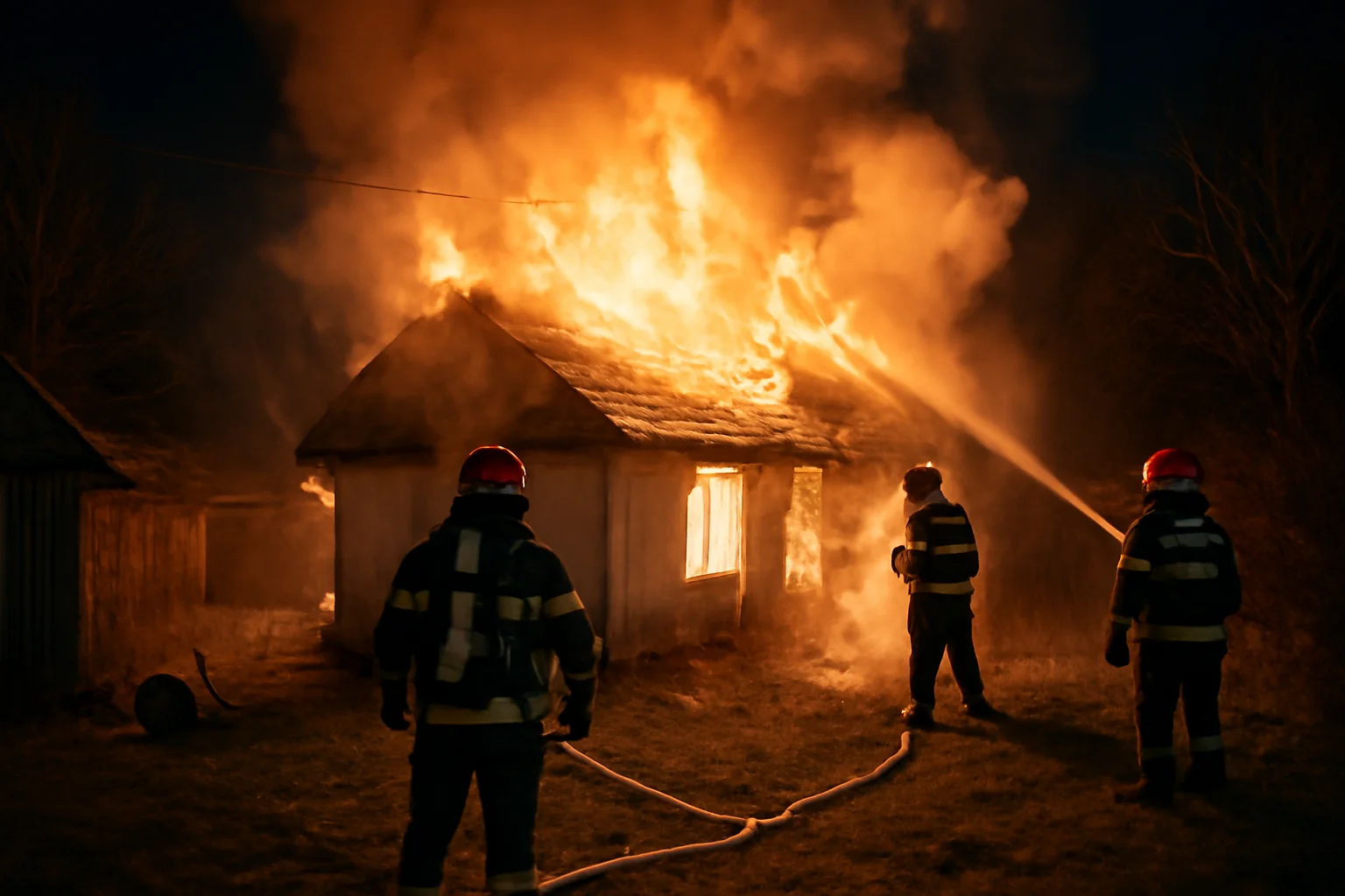 Incendiu noaptea la Cuieșd, pompierii salvează casa și anexa