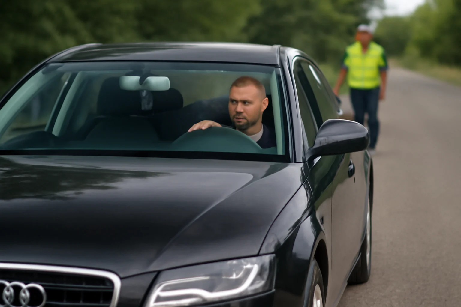 Șofer cu permis suspendat, oprit lângă Oradea la volanul unui Audi furat din Italia