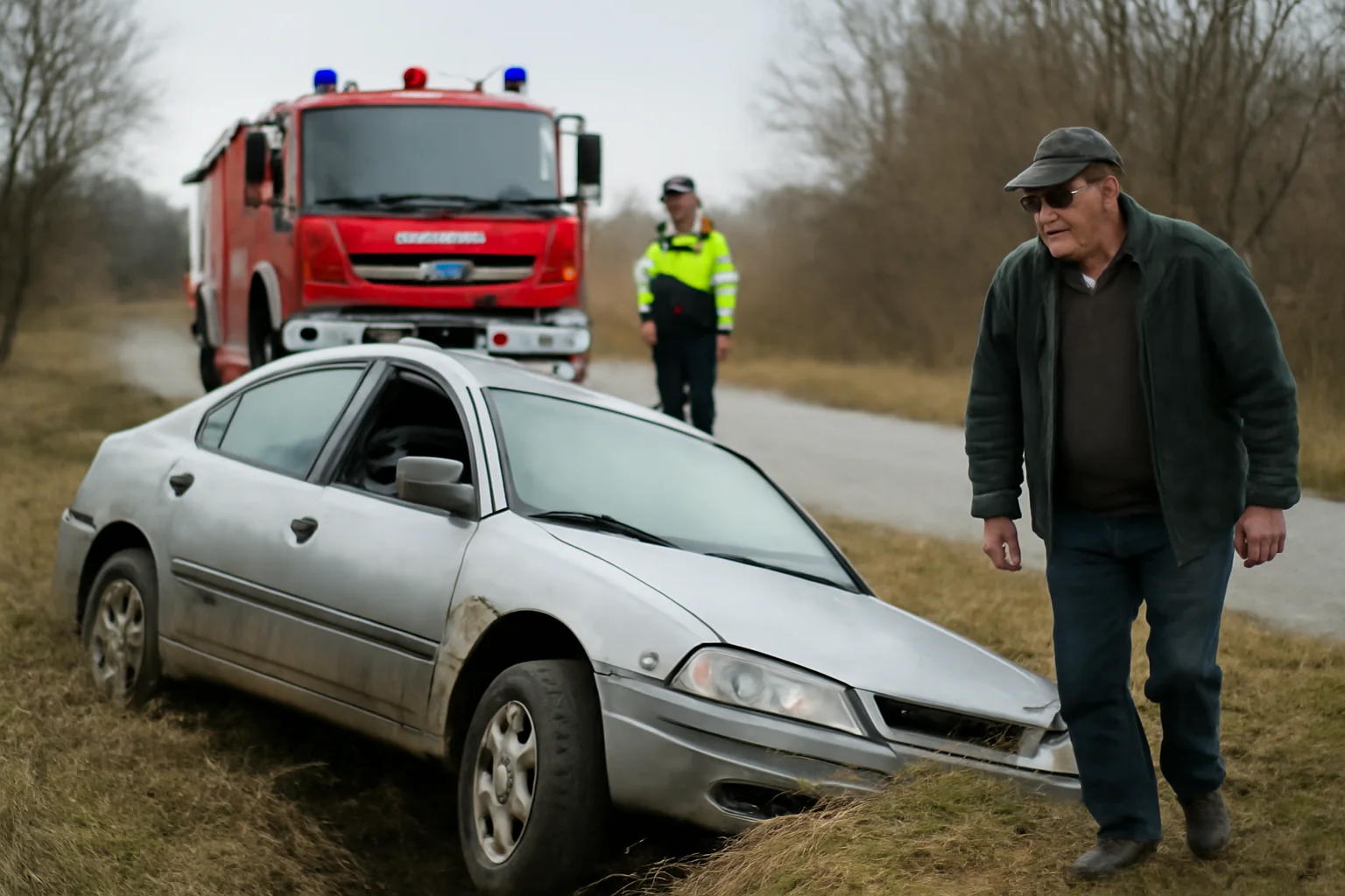 Șofer de 70 de ani, băut, a ieșit cu mașina în șanț
