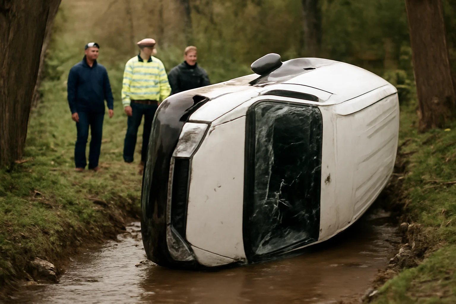 Șoferul dubei răsturnate în pârâul Peța a murit la spital, după accidentul din Băile Felix, lângă Oradea
