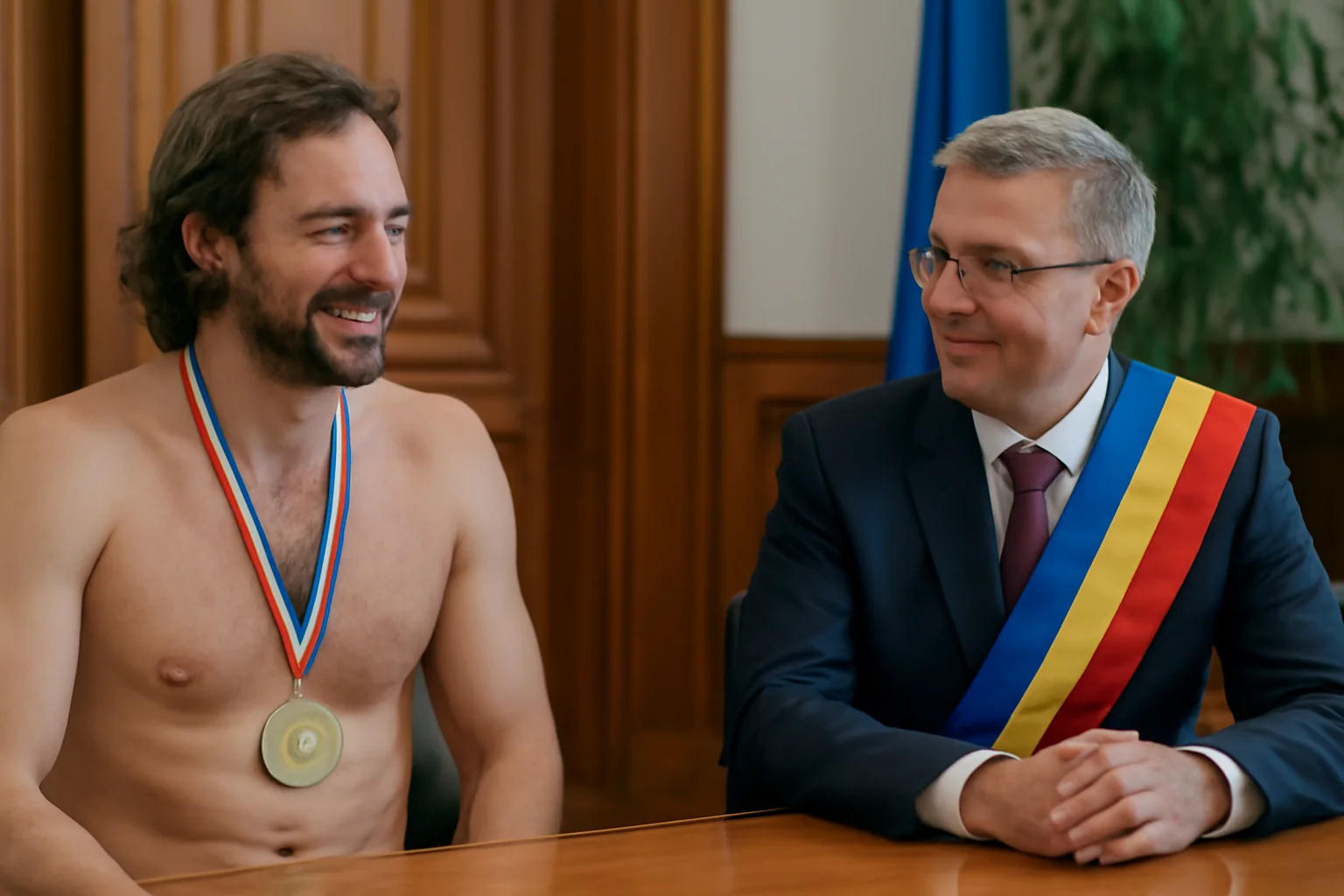 Sportivul care a parcurs înot Europa și a trecut Canalul Mânecii fără neopren, oaspete la Primăria Oradea