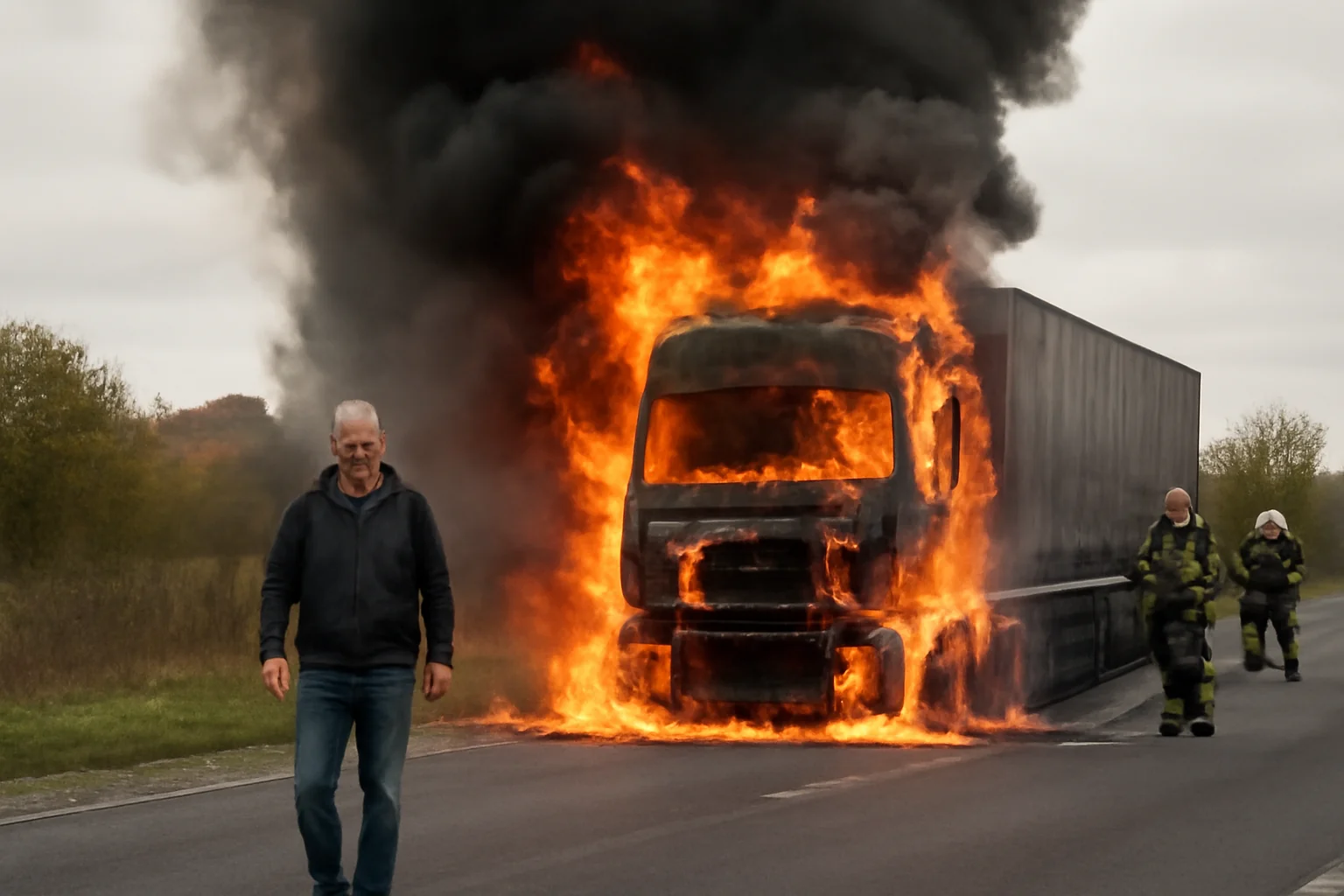 TIR în flăcări pe DN19, lângă Valea lui Mihai: incident rutier în județul Bihor, raportat la Oradea
