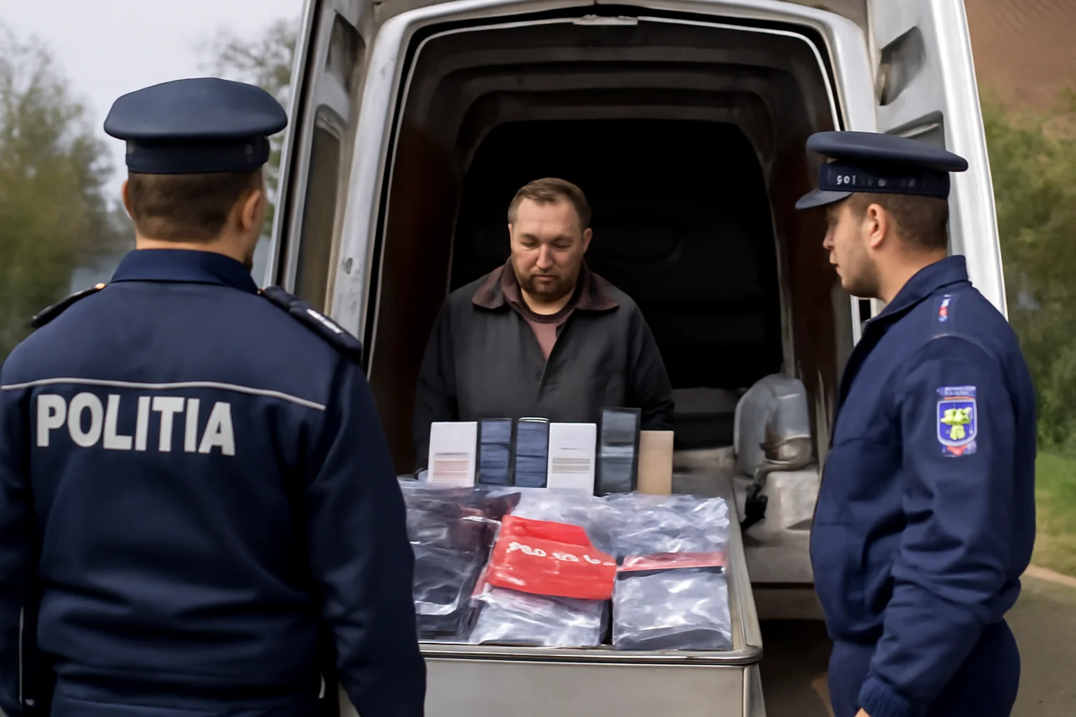 Transport ilegal de parfumuri și haine de firmă, oprit în Girișu de Criș; șofer fără acte de proveniență